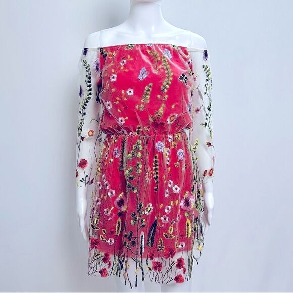 Vintage Dresses & Skirts - ᴇᴜᴄ ᴍᴇꜱʜ ᴇᴍʙʀᴏɪᴅᴇʀᴇᴅ ᴀ-ʟɪɴᴇ ᴅʀᴇꜱꜱ